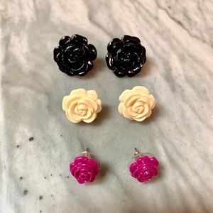 Multicolored Flower Earring Set